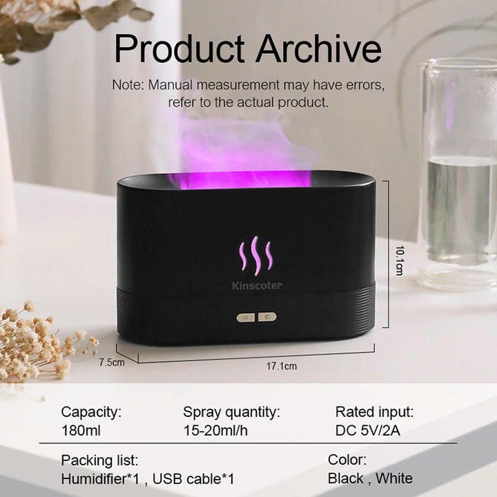 Kinscoter Aroma Diffuser Air Humidifier Ultrasonic Cool Mist Maker Fogger Led Essential Oil Flame Lamp Difusor BLYNTRA