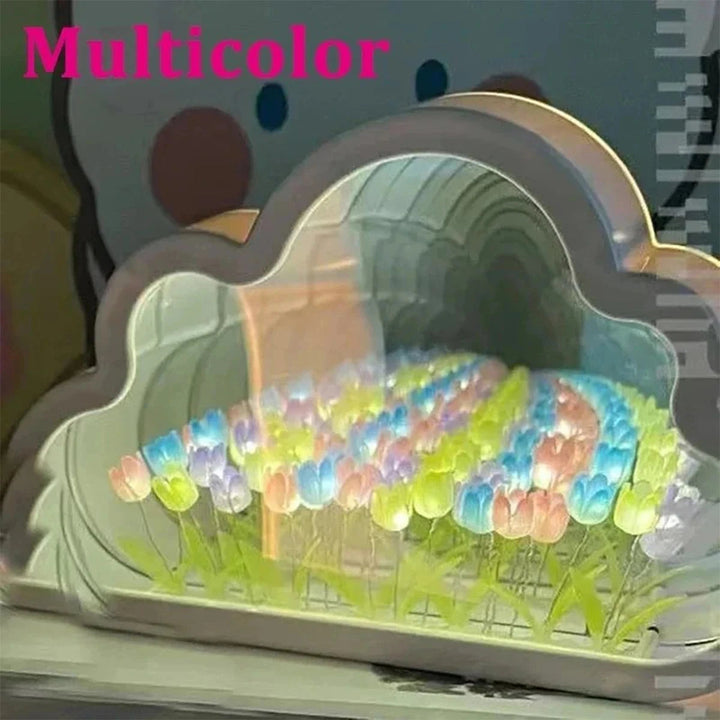 Creative Clouds Tulip Lamps LED Night Light Mirror Table Lamps DIY Bedroom Ornaments Decoration Mirror Table Lights Gifts BLYNTRA
