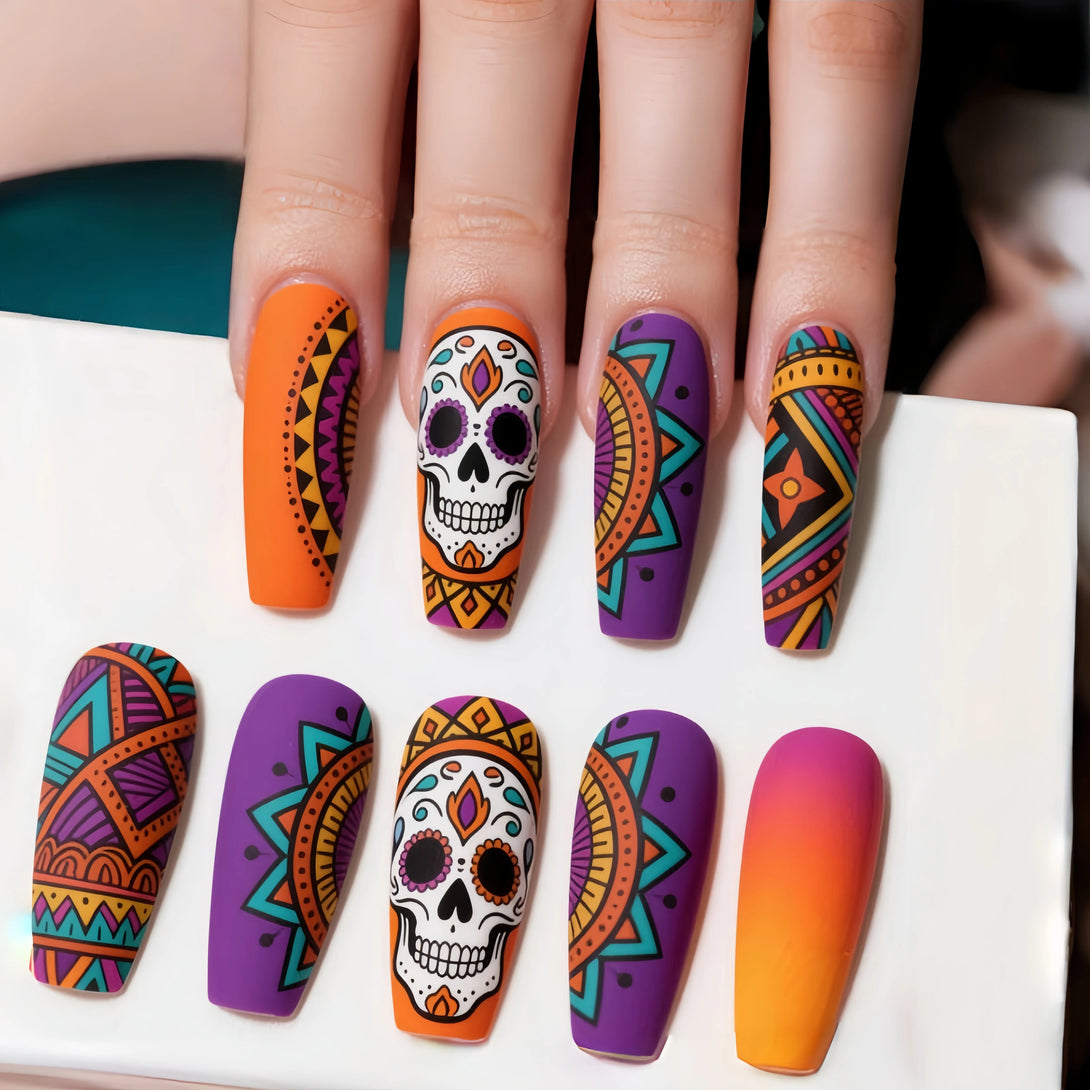 Spooky Pumpkin Lantern Nail Set by Blyntra - 24PCS Halloween Nail Art BLYNTRA