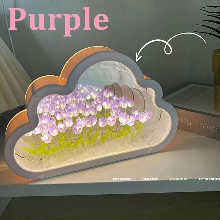 Creative Clouds Tulip Lamps LED Night Light Mirror Table Lamps DIY Bedroom Ornaments Decoration Mirror Table Lights Gifts BLYNTRA