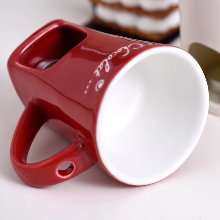 Cheese Chocolate Melt Ceramic Fondue Cup Butter Melter Cup for kitchen Dessert Birthday Party Cooking Tool Heated Food With Fork SHOPPING HUB