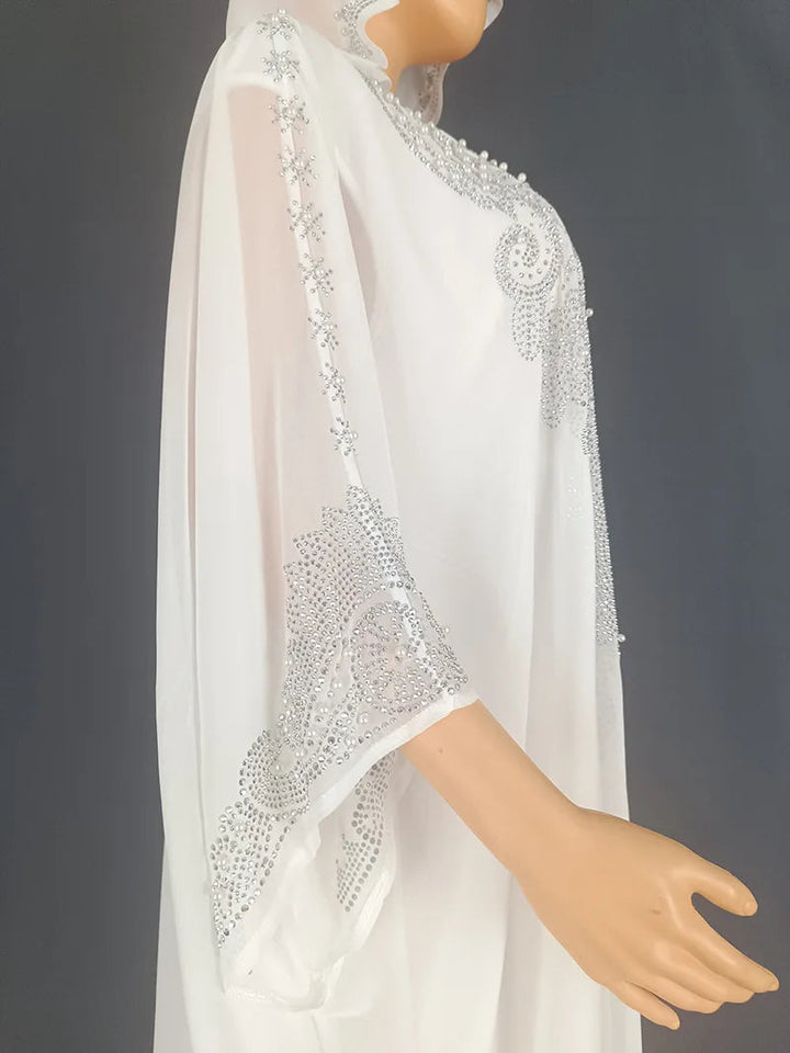 Eid Muslim Dress for Women Hooded Abaya 2 Piece Set Diamond Jalabiya Morocco Party Dresses Dubai Abayas Kaftan Vestido Long Robe SHOPPING HUB