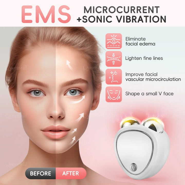 EMS Face Lifting Machine Facial Massager Microcurrent Roller Skin Tightening Rejuvenation Beauty Charging Facial Anti Wrinkle BLYNTRA