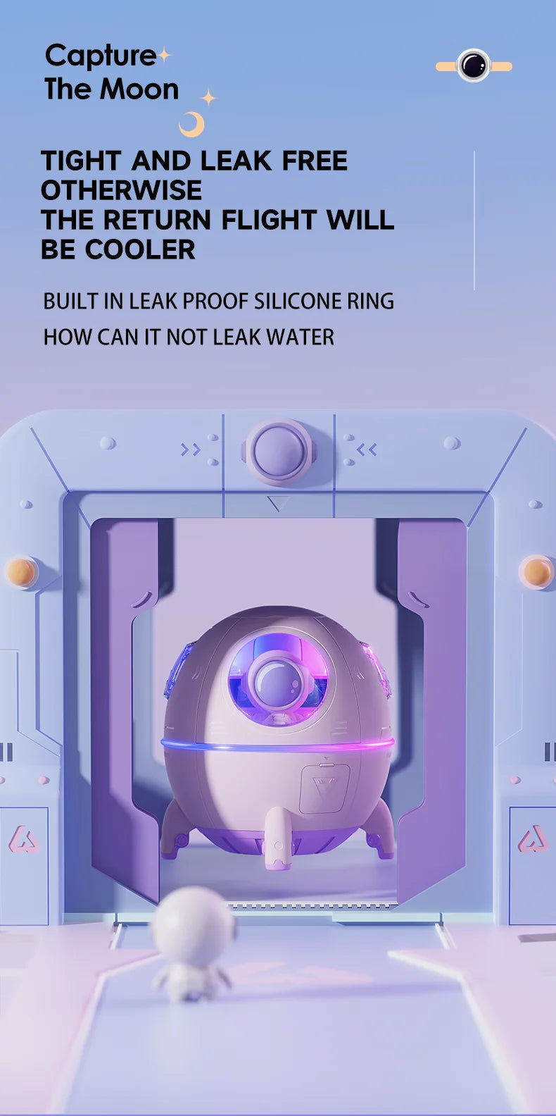 Portable Astronaut Humidifier with LED Light & Aroma Diffuser by BLYNTRA BLYNTRA