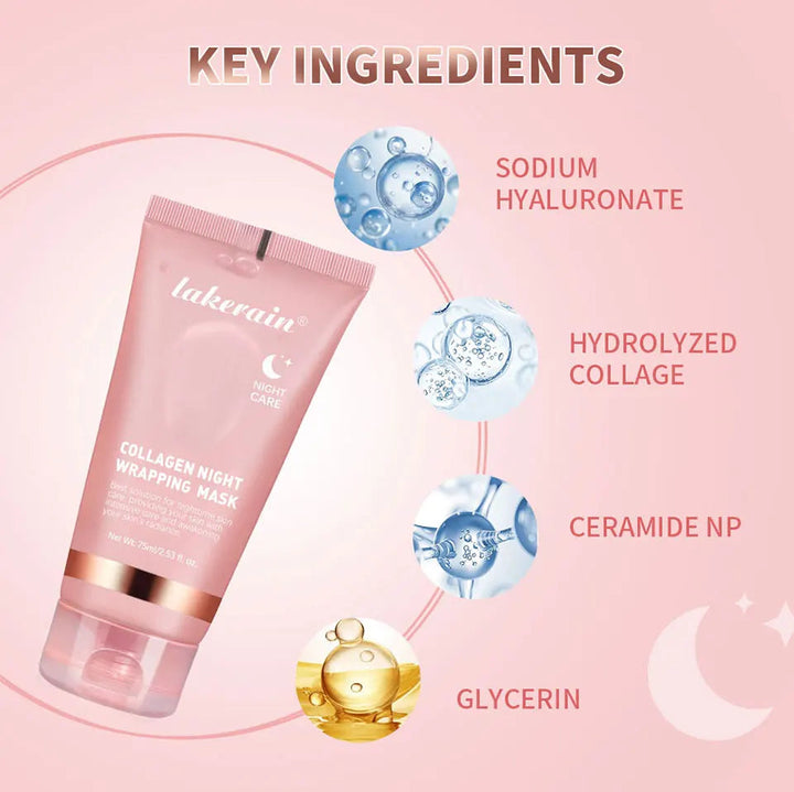 75ml Collagen Peel-off Mask Night Wrapping Facial Mud Firming mask Daily 100g Collagen Jelly Cream Hydrolyzed Collagen Skin Care BLYNTRA