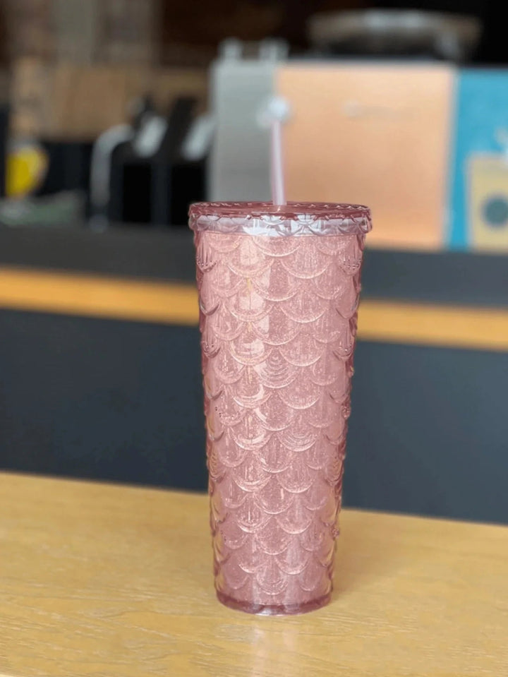 Wholesale New 710ml Diamond Radiant Goddess Durian Cup with Logo Fish Scale Cup Double Layer Reusable with Straw Mug Coffee Cup SHOPPING HUB