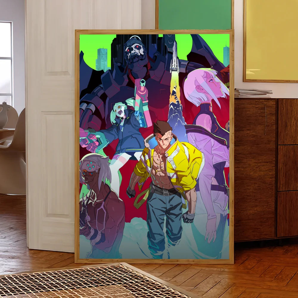 Anime C-Cyberpunk E-Edgerunners Poster Self Adhesive Painting Living Room Office Decoration Bedroom Home Wall Sticker Prints BLYNTRA