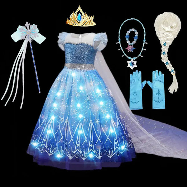 BLYNTRA Girl’s Elsa Light-Up Cosplay Dress – Birthday, Halloween & Carnival BLYNTRA