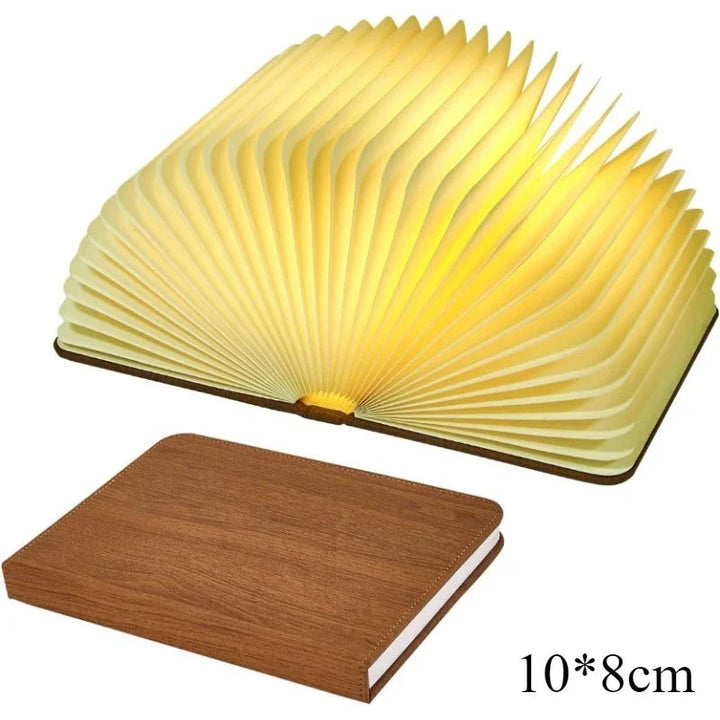 3D Folding Book Light LED Night Light 3-Color USB Charging Portable Wooden Magnetic Table Lamp Decoration Christmas Holiday Gift BLYNTRA