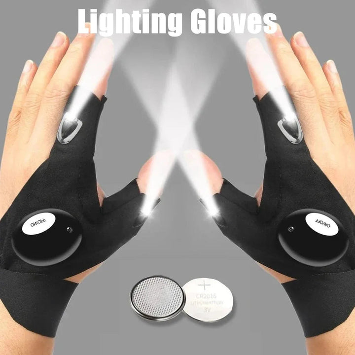LED Flashlight Luminous Running Gloves Waterproof Cycling Camping Hiking Rescue Glove Lamp Lighting Gloves Fingerless Gloves BLYNTRA