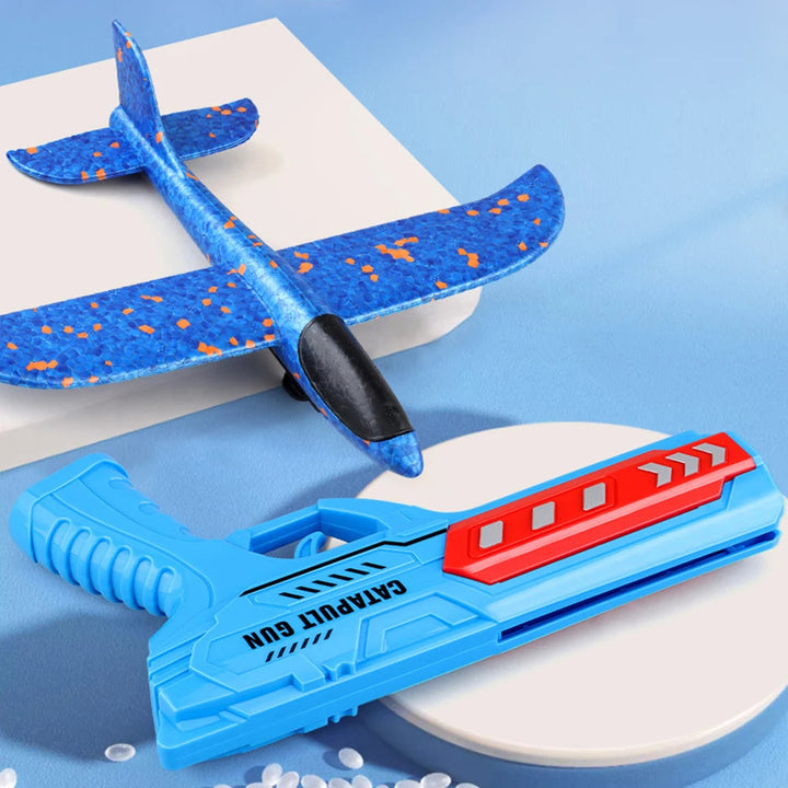 Airplane Launcher Toys Outdoor Sports Flying Toy Kids Catapult Plane Shooting Fly Roundabout Airplane Gun Toy Boys Birthday Gift BLYNTRA