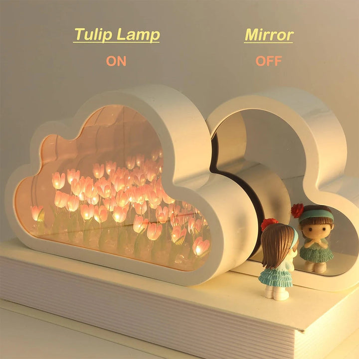 Creative Clouds Tulip Lamps LED Night Light Mirror Table Lamps DIY Bedroom Ornaments Decoration Mirror Table Lights Gifts BLYNTRA