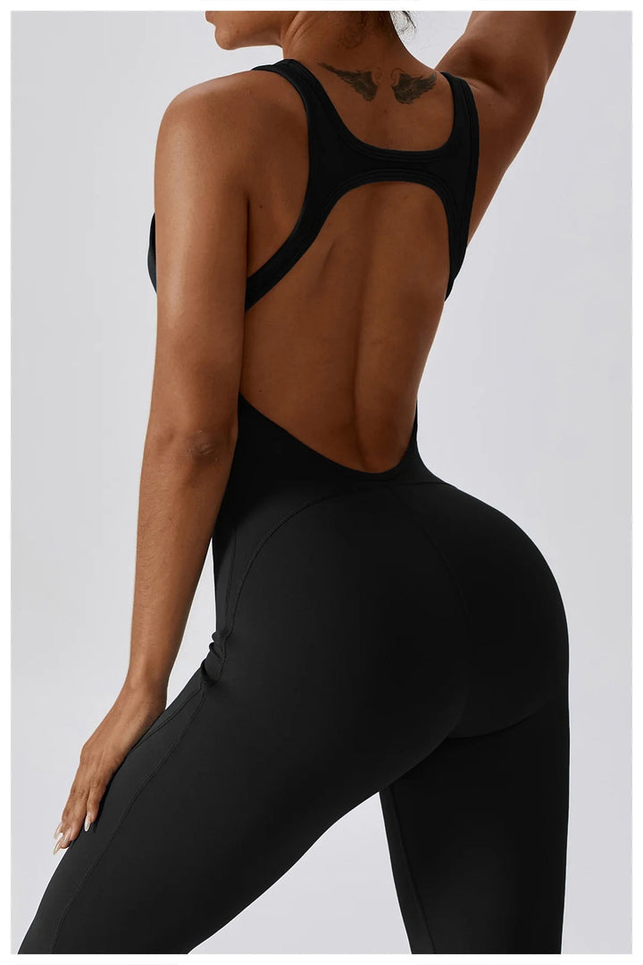 Sexy Back V Jumpsuit Gym Set Women Training Yoga Suit Sportswear Women Sports Jumpsuit Fitness Rompers Stretch Workout Bodysuits SHOPPING HUB