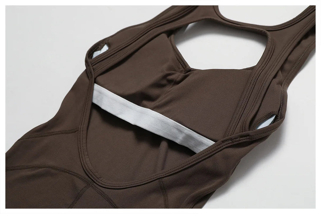 FlexGlam V-Back Fitness Jumpsuit SHOPPING HUB