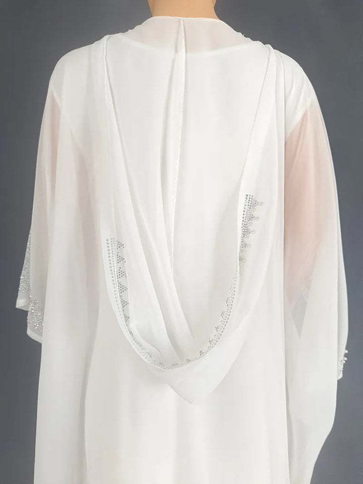Eid Muslim Dress for Women Hooded Abaya 2 Piece Set Diamond Jalabiya Morocco Party Dresses Dubai Abayas Kaftan Vestido Long Robe SHOPPING HUB