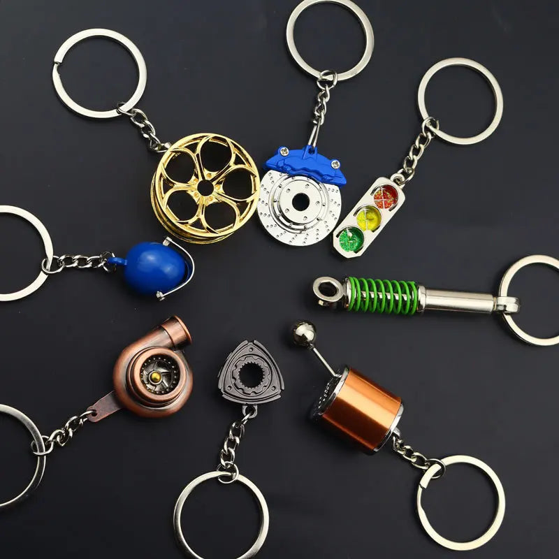 Creative Gear Head Keychain Speed Gearbox Keyring for Car Key Turbo Hub Brake Disc Pendant Shock Absorber Keys Holder Chain Ring BLYNTRA