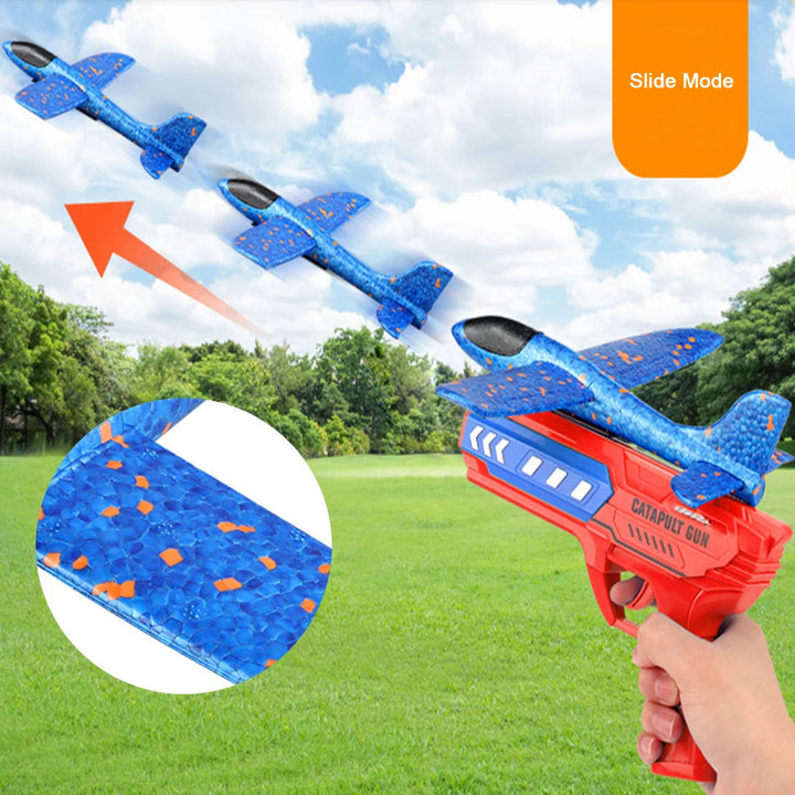 Airplane Launcher Toys Outdoor Sports Flying Toy Kids Catapult Plane Shooting Fly Roundabout Airplane Gun Toy Boys Birthday Gift BLYNTRA