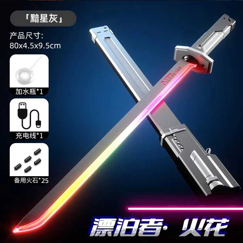 Colorful Streamer Glowing Sword Toys with Spark & Smoke Effect Light Sword Kids Adult Toys Holiday props sword Decompression Toy BLYNTRA