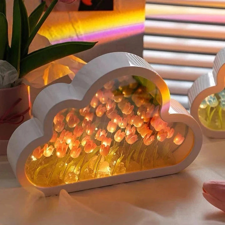 Creative Clouds Tulip Lamps LED Night Light Mirror Table Lamps DIY Bedroom Ornaments Decoration Mirror Table Lights Gifts BLYNTRA