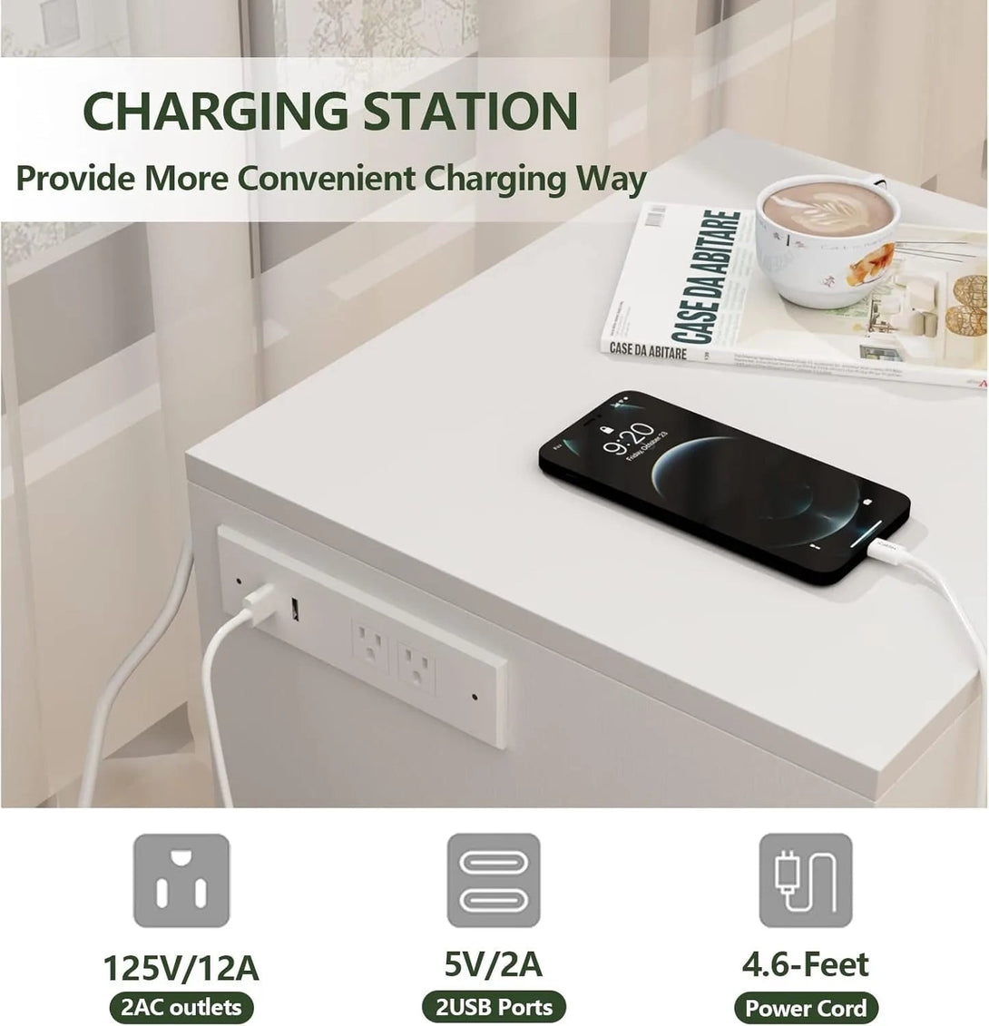 Smart LED Bedside Table with Charger & Lock BLYNTRA