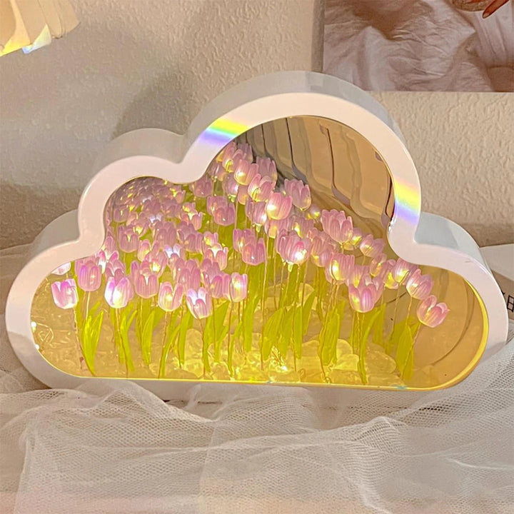 Creative Clouds Tulip Lamps LED Night Light Mirror Table Lamps DIY Bedroom Ornaments Decoration Mirror Table Lights Gifts BLYNTRA