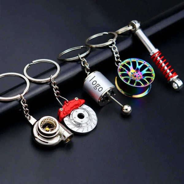 Creative Gear Head Keychain Speed Gearbox Keyring for Car Key Turbo Hub Brake Disc Pendant Shock Absorber Keys Holder Chain Ring BLYNTRA