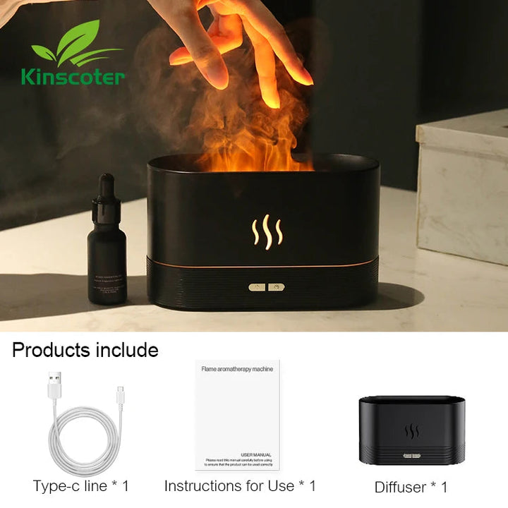 Kinscoter Aroma Diffuser Air Humidifier Ultrasonic Cool Mist Maker Fogger Led Essential Oil Flame Lamp Difusor BLYNTRA