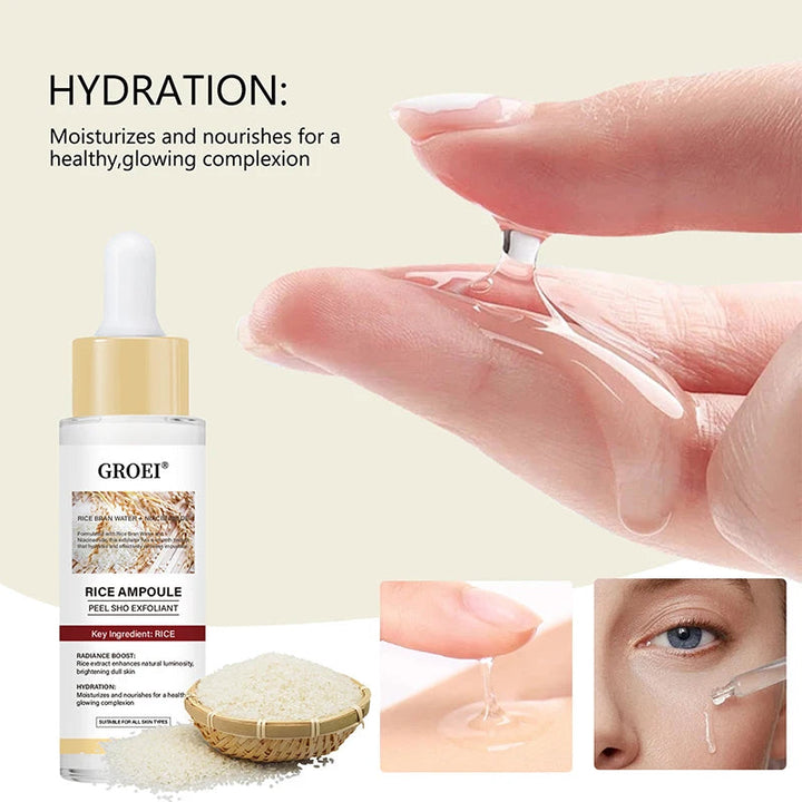 Glow Rice Ampoule Rice Essence Moisturizing And Hydrating Gentle Cleansing Peel Shot Exfoliant Repair Skin Niacinamide Essences BLYNTRA