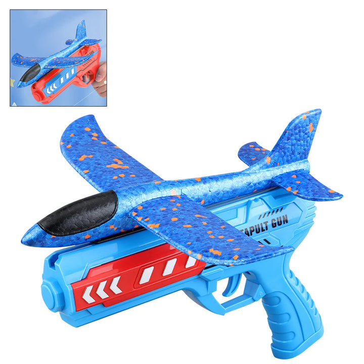 Airplane Launcher Toys Outdoor Sports Flying Toy Kids Catapult Plane Shooting Fly Roundabout Airplane Gun Toy Boys Birthday Gift BLYNTRA