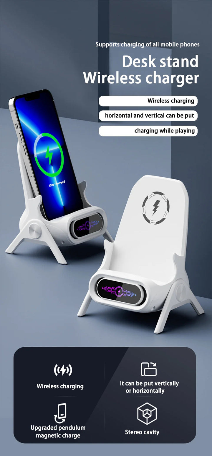 Mini Chair Cordless Charger Stable Support Desktop Phone Stand Tabletop Ornament High Performance Portable 3 in 1 Fast Charger BLYNTRA