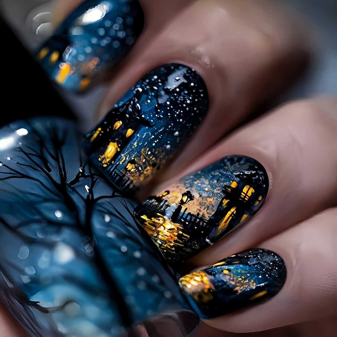 Spooky Pumpkin Lantern Nail Set by Blyntra - 24PCS Halloween Nail Art BLYNTRA