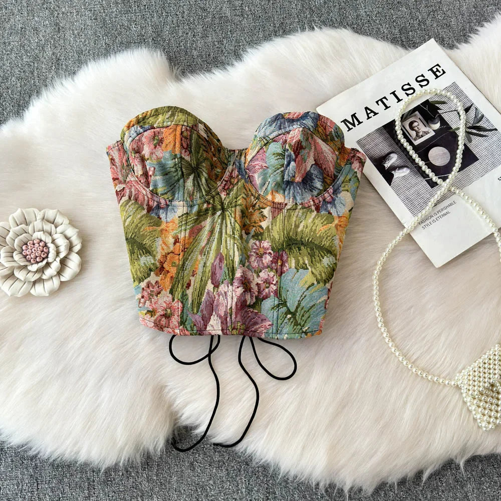 Oil Painting Strapless Tank Top BLYNTRA