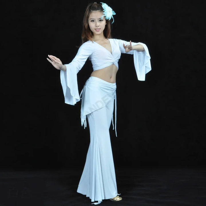 Belly Dance Costume set butterfly top Split tribal pants Performance Oriental Competition Bellydance Dancing Practice Wear Suits SHOPPING HUB