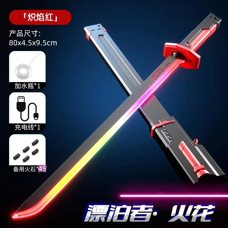 Colorful Streamer Glowing Sword Toys with Spark & Smoke Effect Light Sword Kids Adult Toys Holiday props sword Decompression Toy BLYNTRA