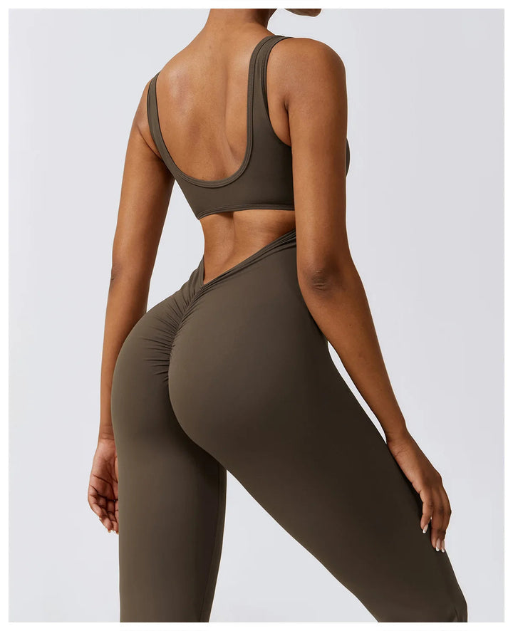 Sexy Back V Jumpsuit Gym Set Women Training Yoga Suit Sportswear Women Sports Jumpsuit Fitness Rompers Stretch Workout Bodysuits SHOPPING HUB
