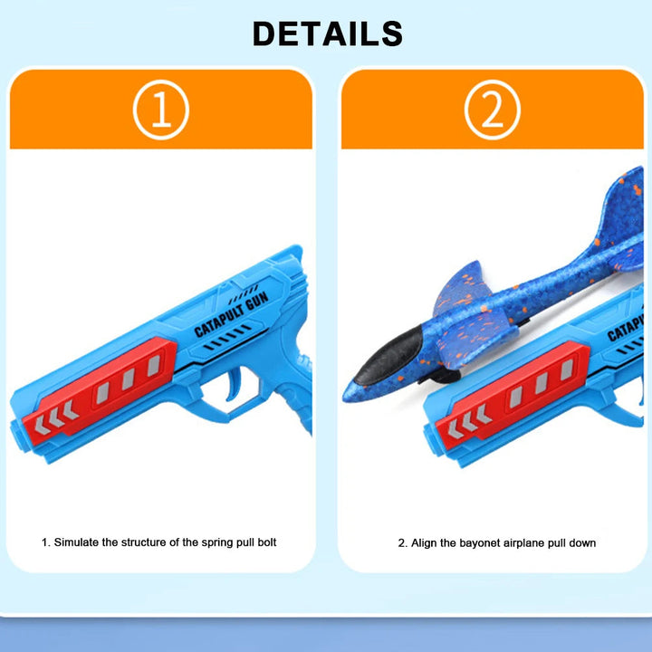 Airplane Launcher Toys Outdoor Sports Flying Toy Kids Catapult Plane Shooting Fly Roundabout Airplane Gun Toy Boys Birthday Gift BLYNTRA