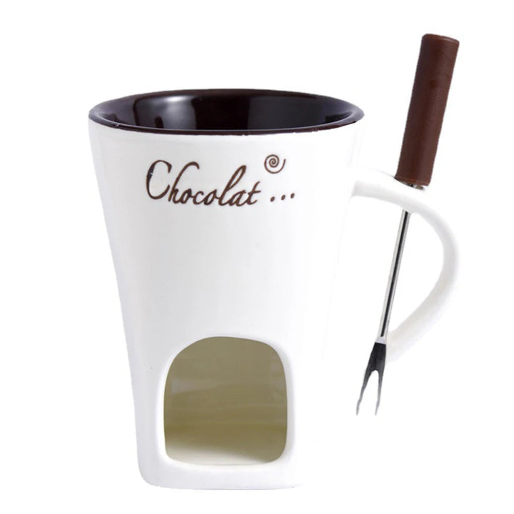 Cheese Chocolate Melt Ceramic Fondue Cup Butter Melter Cup for kitchen Dessert Birthday Party Cooking Tool Heated Food With Fork SHOPPING HUB