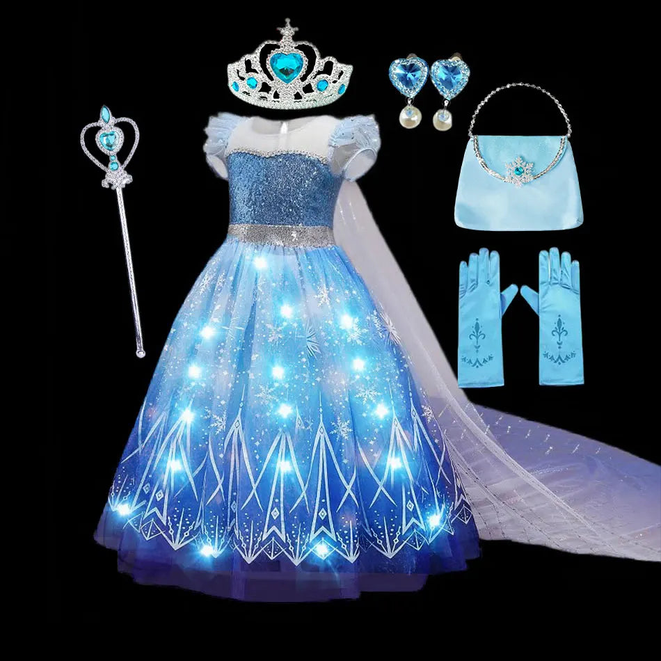 BLYNTRA Girl’s Elsa Light-Up Cosplay Dress – Birthday, Halloween & Carnival BLYNTRA