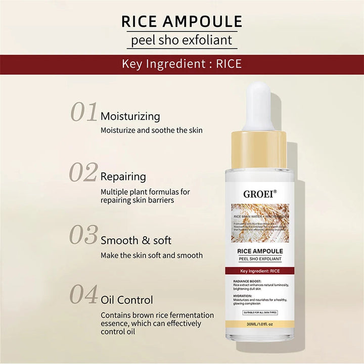 Glow Rice Ampoule Rice Essence Moisturizing And Hydrating Gentle Cleansing Peel Shot Exfoliant Repair Skin Niacinamide Essences BLYNTRA