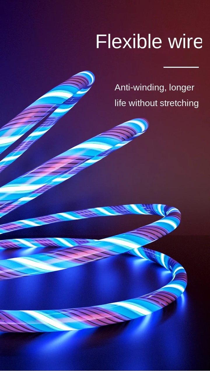 Glowing LED Light USB 3 IN 1 Cable Phone Fast Charging Charger Luminous Type C Cable for Xiaomi Iphone Samsung Phone Accessories BLYNTRA