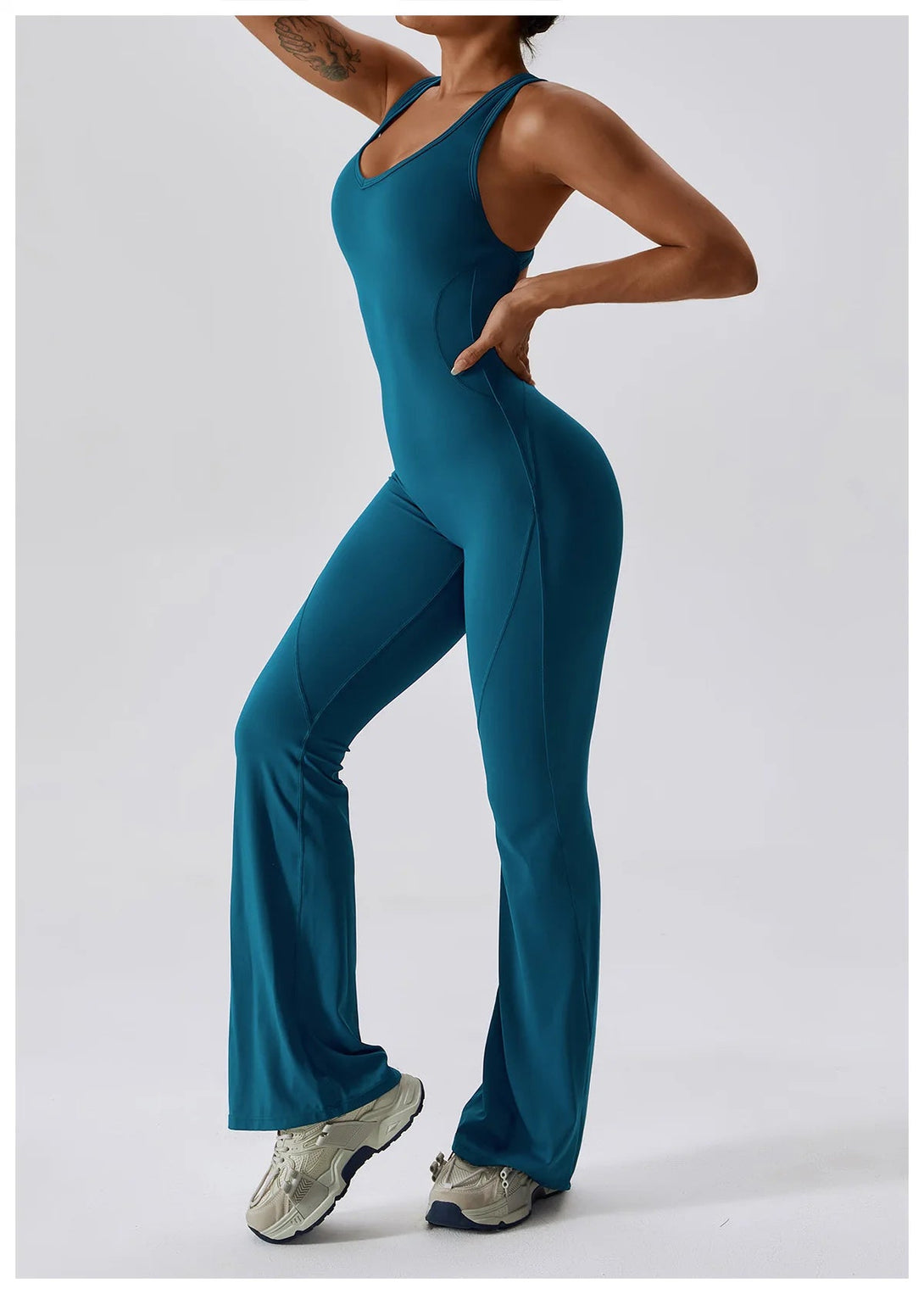 FlexGlam V-Back Fitness Jumpsuit SHOPPING HUB