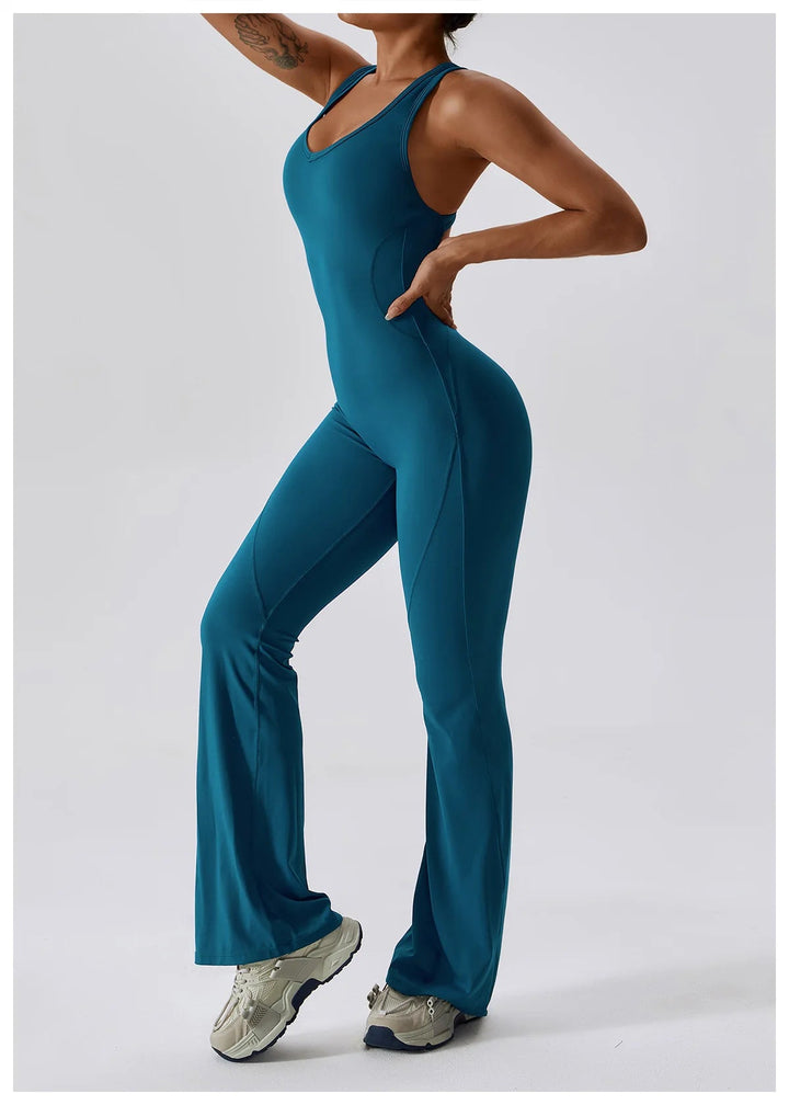Sexy Back V Jumpsuit Gym Set Women Training Yoga Suit Sportswear Women Sports Jumpsuit Fitness Rompers Stretch Workout Bodysuits SHOPPING HUB