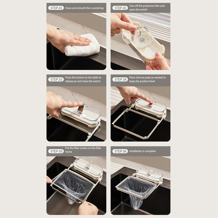 Kitchen Sink Filter Drainage Rack With 50pcs Fiter Mesh Foldable Trash Strainer Holder Garbage Net Shelf For Sink Accessory SHOPPING HUB