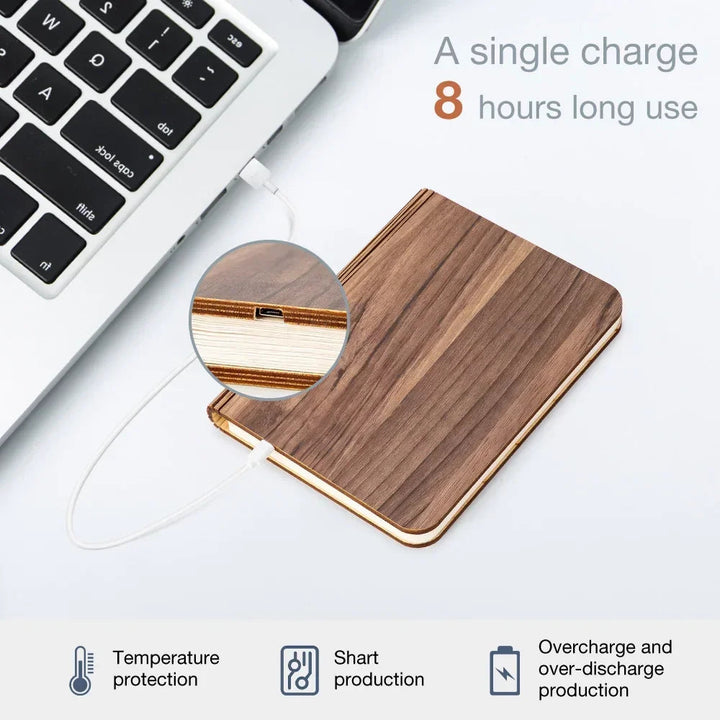 3D Folding Book Light LED Night Light 3-Color USB Charging Portable Wooden Magnetic Table Lamp Decoration Christmas Holiday Gift BLYNTRA