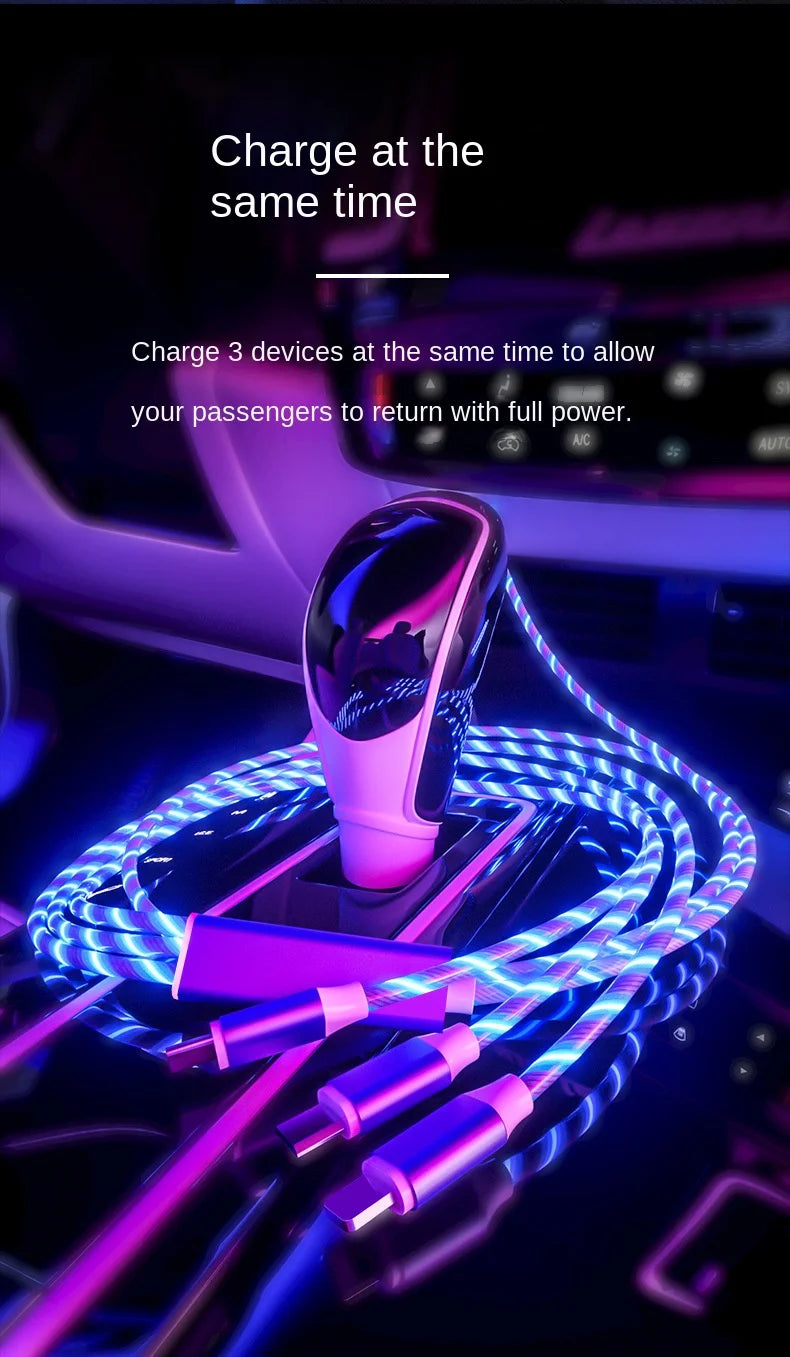 3-in-1 Glowing LED Fast Charging Cable BLYNTRA