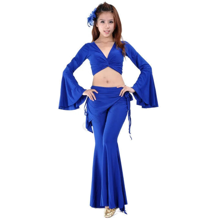 Belly Dance Costume set butterfly top Split tribal pants Performance Oriental Competition Bellydance Dancing Practice Wear Suits SHOPPING HUB