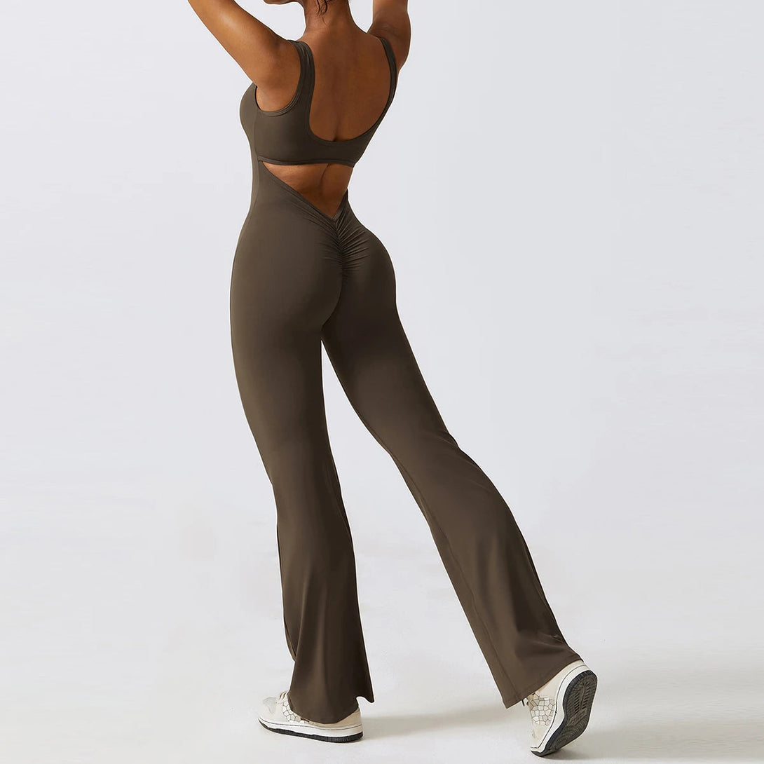 FlexGlam V-Back Fitness Jumpsuit SHOPPING HUB