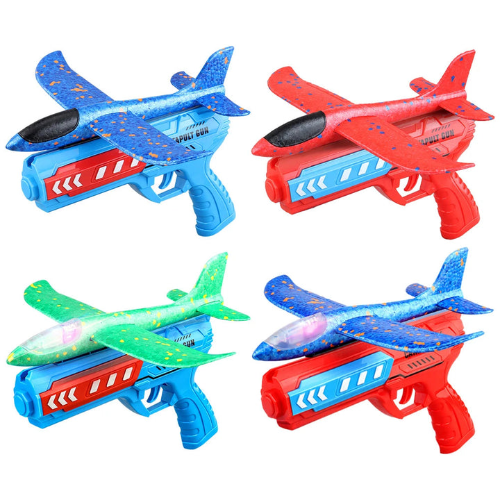 Airplane Launcher Toys Outdoor Sports Flying Toy Kids Catapult Plane Shooting Fly Roundabout Airplane Gun Toy Boys Birthday Gift BLYNTRA