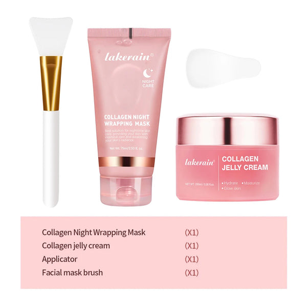 75ml Collagen Peel-off Mask Night Wrapping Facial Mud Firming mask Daily 100g Collagen Jelly Cream Hydrolyzed Collagen Skin Care BLYNTRA