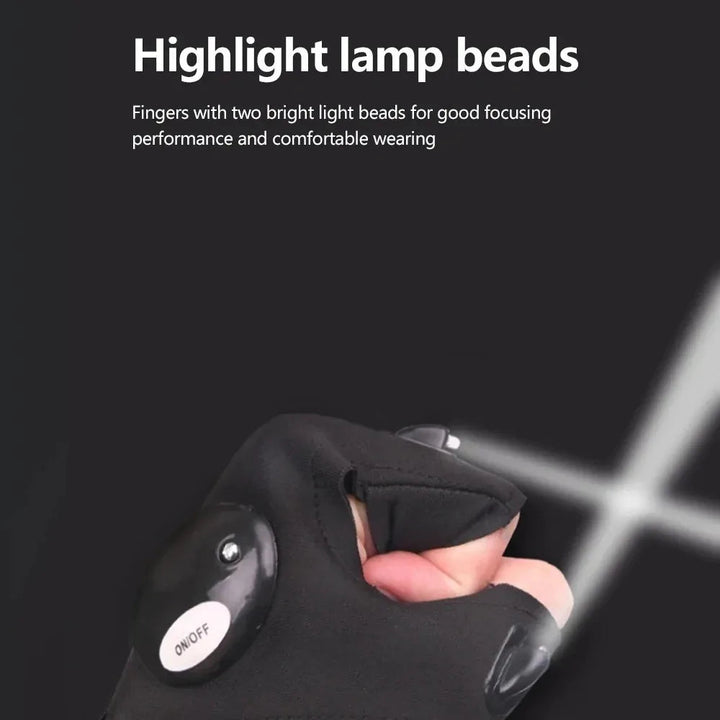 LED Flashlight Luminous Running Gloves Waterproof Cycling Camping Hiking Rescue Glove Lamp Lighting Gloves Fingerless Gloves BLYNTRA